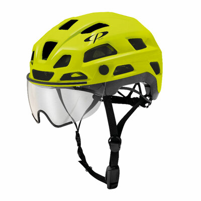 CP Cylite geel fluo E bike helm met vizier | Met 340 gram één van de lichtste vizierhelmen op de markt !